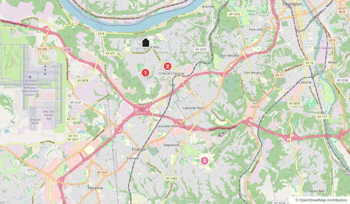 Map of places in this guide near Villa Hills