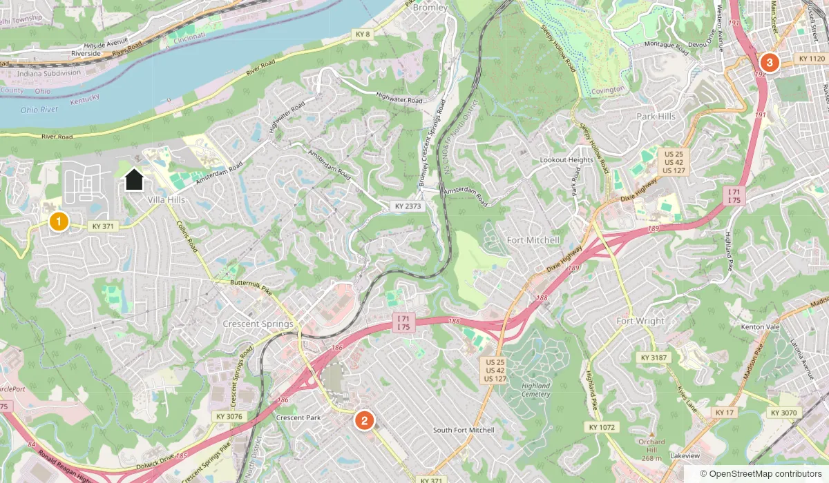 Map of places in this guide near Villa Hills